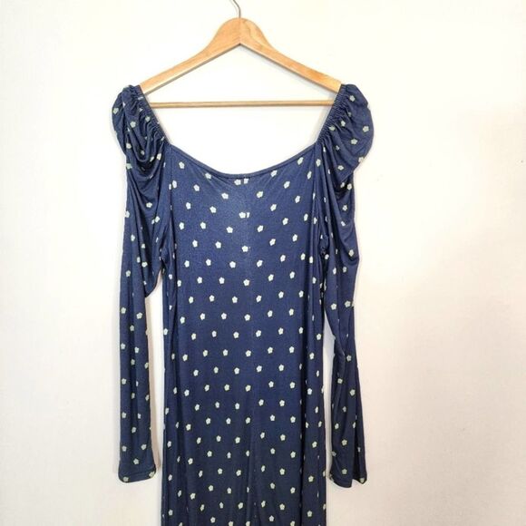 NWT Ted Baker Meegwin Ditsy Spot Jersey Midi Side Slit Stretch Dress  8-10 Or 3 - Picture 11 of 12